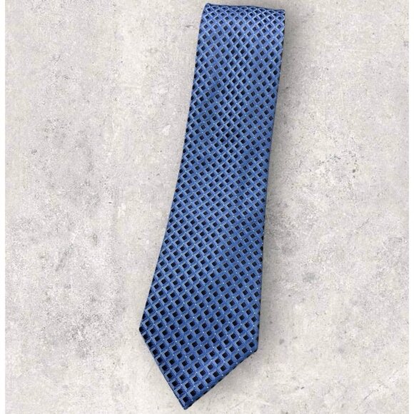 HATHAWAY Silk Tie XL Blue Brown Geometric W:3.6" EUC - Picture 1 of 5